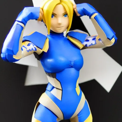 Image similar to a paper model of zero suit samus, paper modeling art.