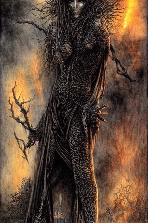 Prompt: highway to hell by luis royo.