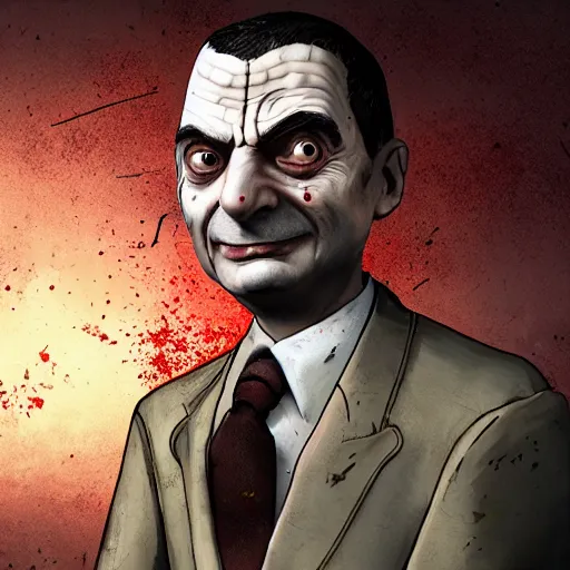 Prompt: Mr. Bean as a survivor in Dead By Daylight, screenshot