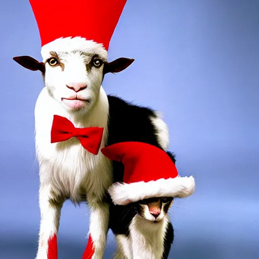 Image similar to cat in the hat as a goat