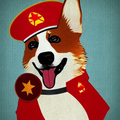 Image similar to corgi dog as communist dictator, soviet propaganda style