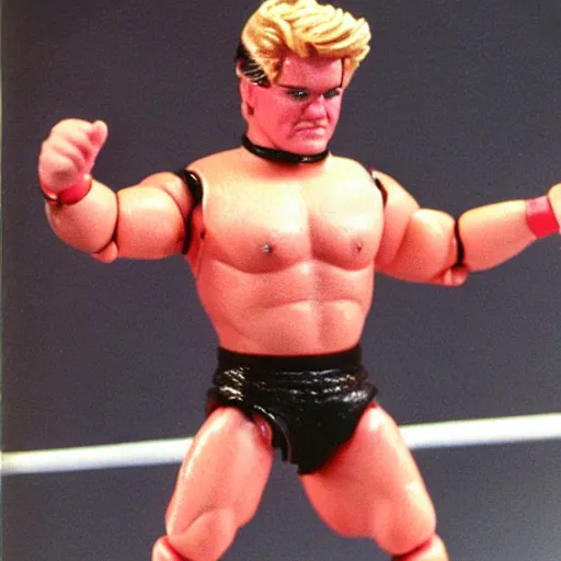 Image similar to gordon ramsey as a 1 9 8 0 s wrestling action figure, magazine photo