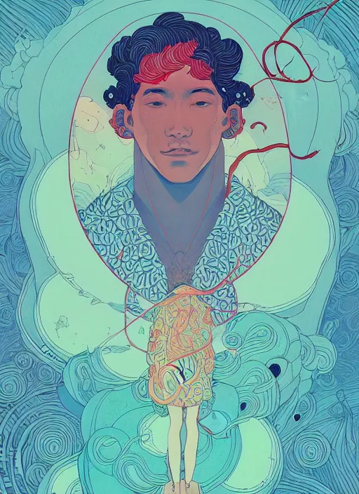 Prompt: beautiful illustration of apollo, in the style of james jean and victo ngai and sam spratt, mystical colors, trending on artstation