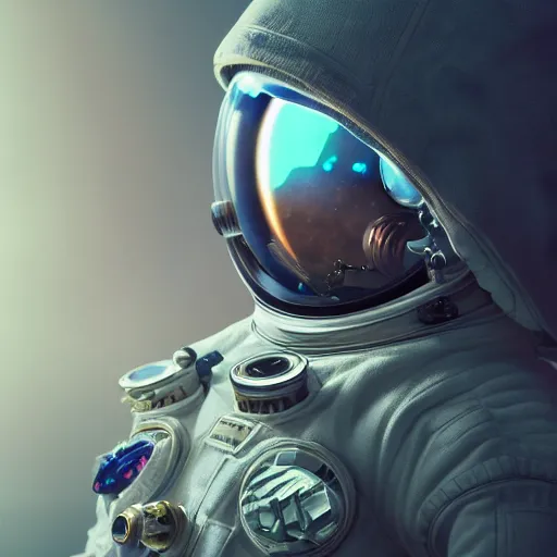 Image similar to an cinematic portrait of an astronaut entering the micro atom realm of the microscopic multiverse with a tiny micro spaceship, cinematic lighting, under a microscope, trending on Artstation, highly detailed, insane details