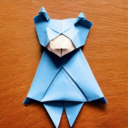Prompt: an origami bear in cartoon style