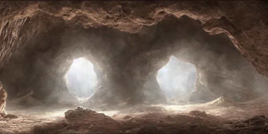 Image similar to beautiful matte painting of the inside of a cave