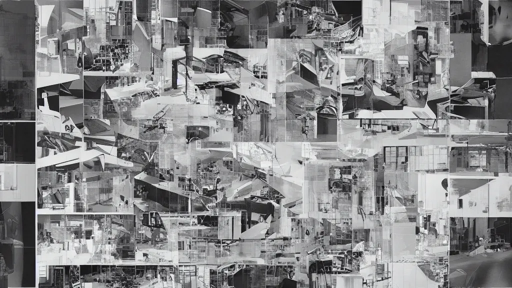 Prompt: “a collage made by Richard Meier, design process, detailed scan”