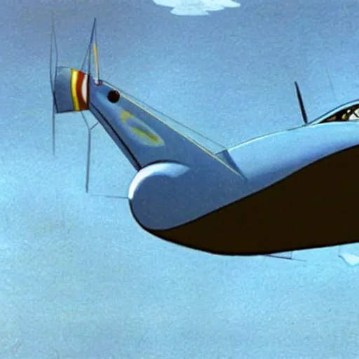 Prompt: “an animation still of a Tempest JN751 flying through the sky in the movie The Rescuers”