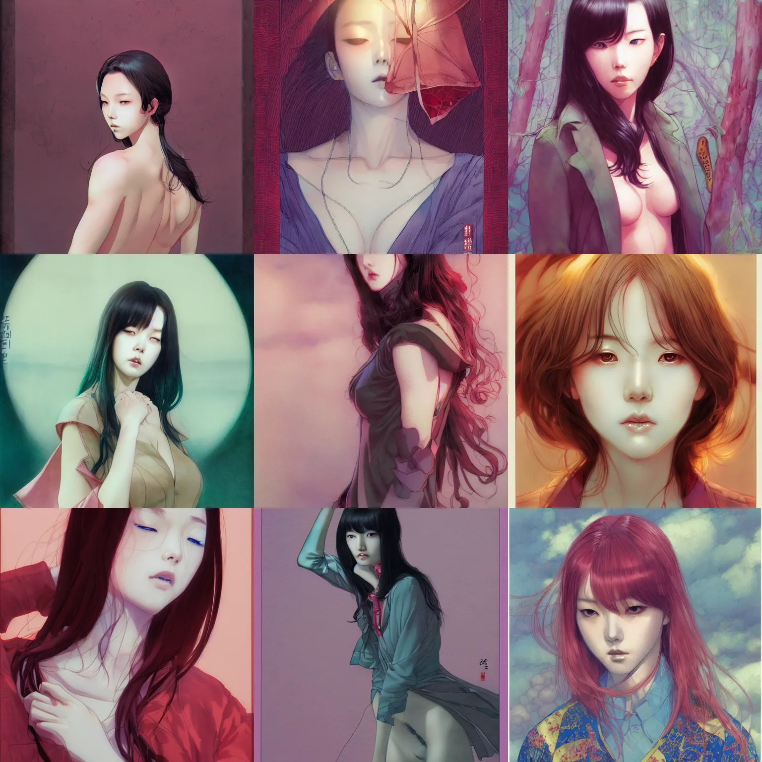 Prompt: lee jin - eun by amano yoshitaka, marc simonetti, martine johanna, josan gonzalez, jean giraud, rule of thirds, seductive look, beautiful