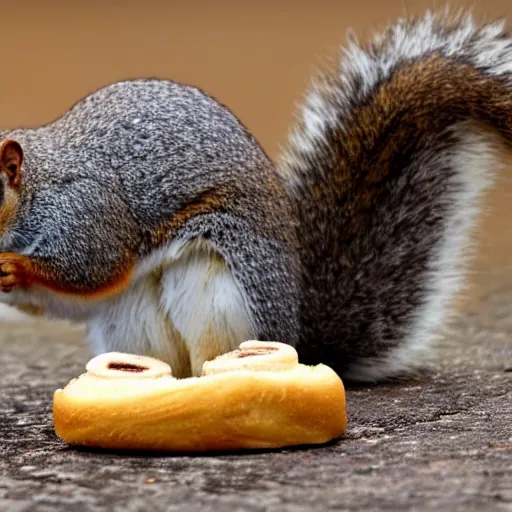 Prompt: a hungry squirrel with rolls and folds of fat