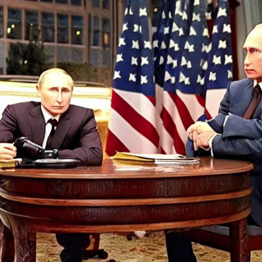 Image similar to movie still of Vladimir Putin in Team America: World Police