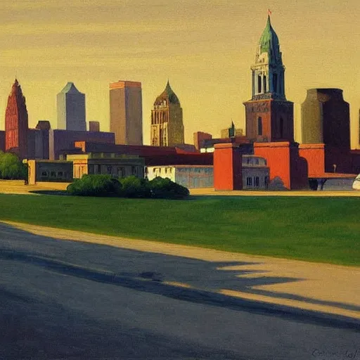 Image similar to a beautiful painting of Columbus Ohio by Edward hopper