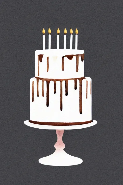 Image similar to minimalist watercolor art of birthday cakes on white background, illustration, vector art