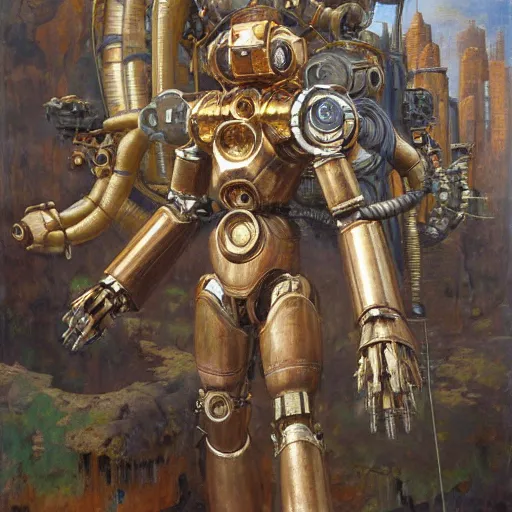 Image similar to highly detailed painting of a robotic baboon mecha, painting by gaston bussiere, craig mullins, j. c. leyendecker, lights, art by ernst haeckel, john william godward, hammershøi, alex grey, dmt, symmetric, masterpiece details, hyper - detailed, hd, hdr, 4 k, 8 k