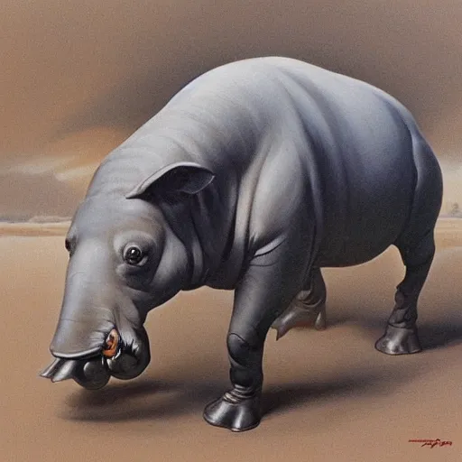 Prompt: monstrous tapir by boris vallejo, sharp, intricate, highly detailed