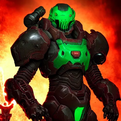 Image similar to doom slayer from doom eternal, photography