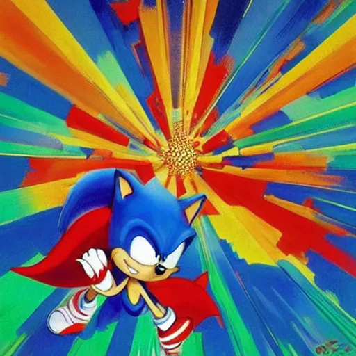 Image similar to sonic the hedgehog as imagined by peter max