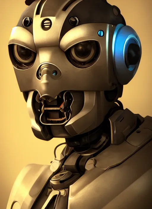 Image similar to steampuk robot portrait, trending in artstation, cinematic lighting, studio quality, smooth render, unreal engine 5 rendered, octane rendered, art style by klimt and nixeu and ian sprigger and wlop and krenz cushart.