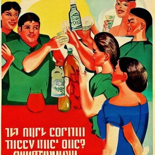 Prompt: soviet propaganda poster commanding people to drink more coconut water, highly detailed, authentic, 1960s era