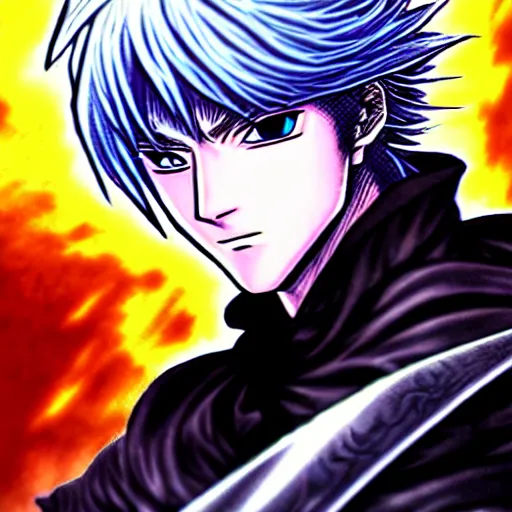 Image similar to Ezreal (league of legends, 2009), artwork by kentaro miura, Kentaro Miura style, Berserk Style