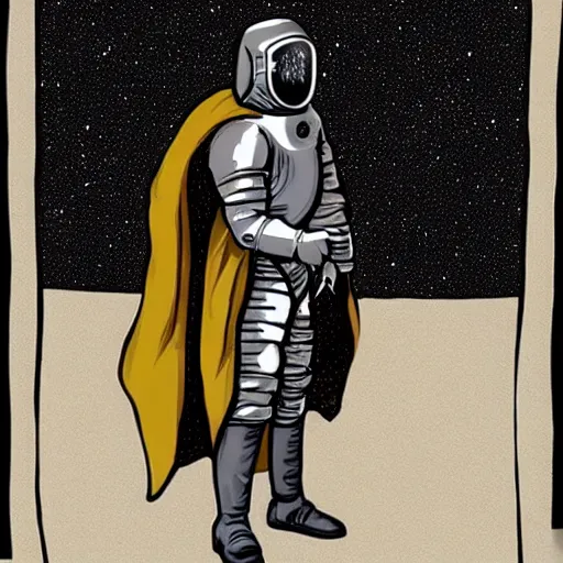 Image similar to A knights templar wearing a space suit, in the style of Don Jondro