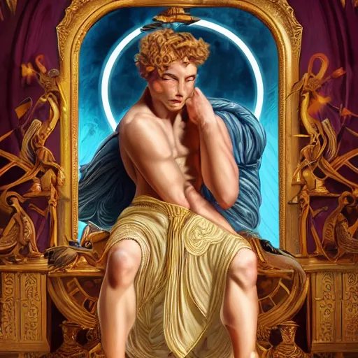 Image similar to portrait greek gods, tarot cards, ornate, ultradetailed, digital art, irina french, heraldo ortega, mandy jurgens, golden ratio, art canvas, award winning, masterpiece trending on artstation 8 k 1 5 0 mpx