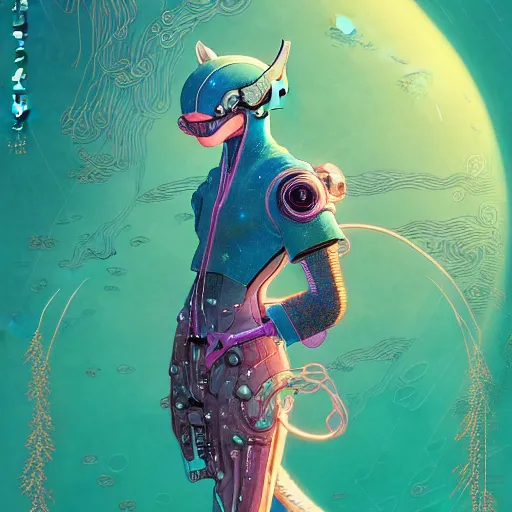 Image similar to a beautiful hyperdetailed character design 4 k wallpaper illustration of a cute dolphin, victo ngai cyberpunk style, from china, style of studio ghibli, makoto shinkai, raphael lacoste, louis comfort tiffany, artgerm, james jean, ross tran, chinese style