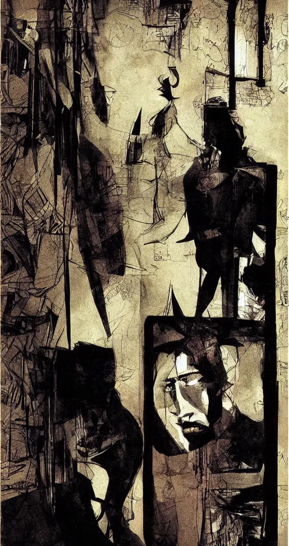 Prompt: Stuck behind the mirror, book cover, maximalism, general human form, photorealistic, deep shadows, by Dave McKean