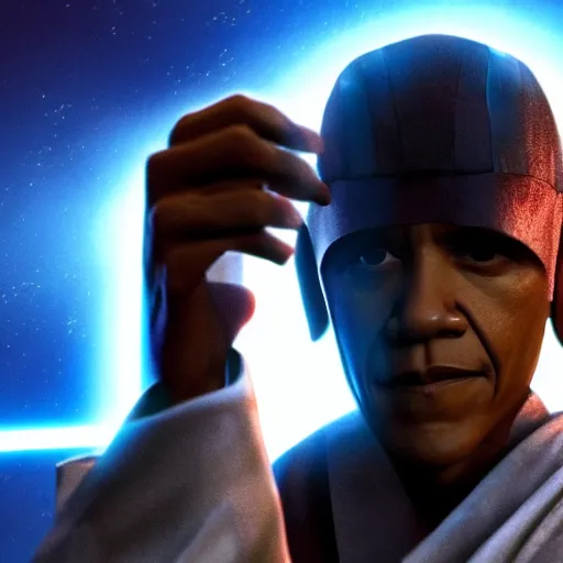 Image similar to Film still of Obama as Anakin Skywalker. Star Wars. Screenshot. Extreme quality. 4K.