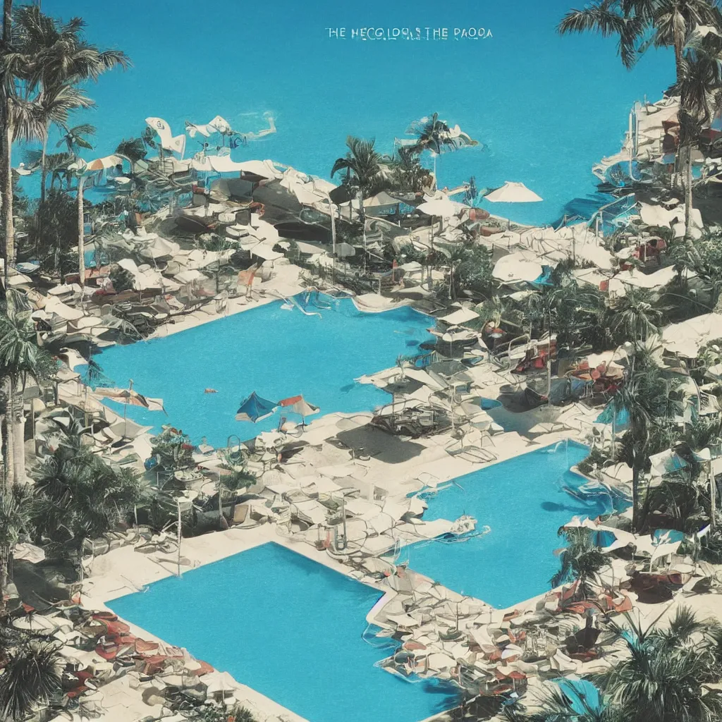 Prompt: nostalgia by the poolside, album cover, no text, no watermarks, graphics