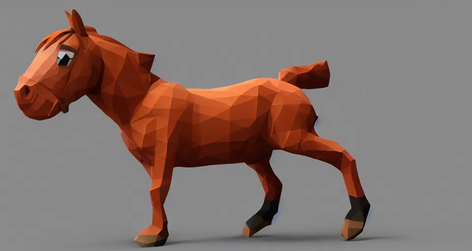 Prompt: horse, nintendo 6 4, 3 d graphics, pixar, low poly