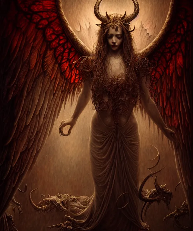 Image similar to epic professional digital art of angels and demons, horrific yet beautiful vibe, evocative, atmospheric lighting, painted, intricate, highly detailed, by leesha hannigan, wayne haag, reyna rochin, ignacio fernandez rios, mark ryden, iris van herpen, artstation, cgsociety, stunning, gorgeous, sharp focus, cinematic, masterpiece