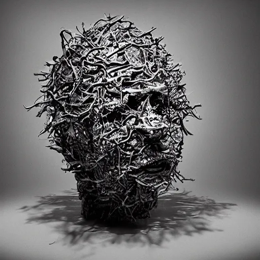 Image similar to rhizomuse, artists impression, cgsociety, abstract sculpture, dramatic intense lighting, deep shadows