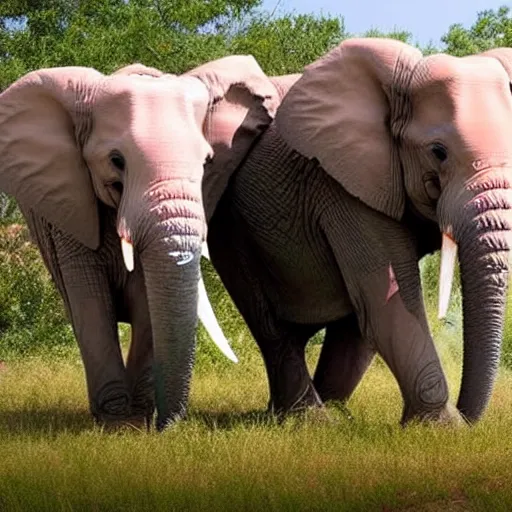 Prompt: elephants with makeup and toenails painted Pink