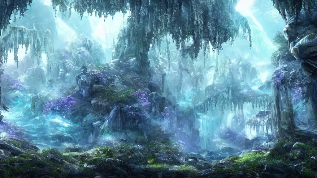 Prompt: crystal forest, fantasy artwork, very very very beautiful scenery, hd, hdr, ue5, ue6, unreal engine 5, cinematic 4k wallpaper, 8k, ultra detailed, high resolution, artstation, award winning