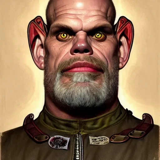 Prompt: full portrait of paul teutul as colonel wednesday bologna, fantasy, d & d, intricate, detailed, by by alphonse mucha, adolfo hohenstein, alice russell glenny, stanley artgerm lau, greg rutkowski, detailed, trending on artstation, trending on artstation, smooth