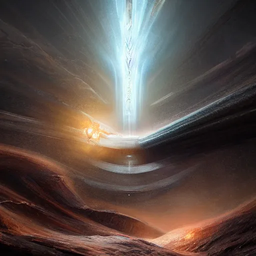 Prompt: falling, zooming fast into a cosmic vortex of primordial gnostic menace and mystery by jessica rossier and hr giger cinematic lighting two point perspective, extreme angle