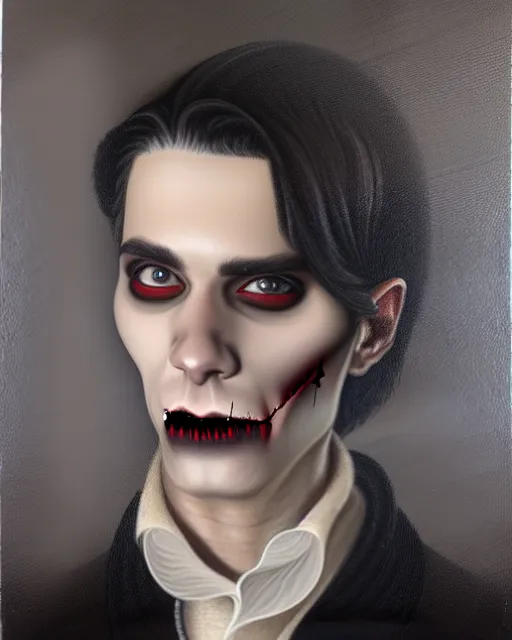 Image similar to a realistic detailed portrait painting of a vampire