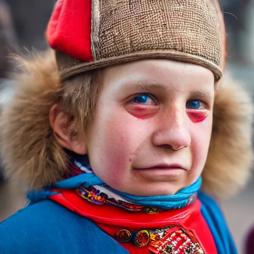 Prompt: closeup portrait Dutch people celebrating Sinterklaas, by Steve McCurry and David Lazar, natural light, detailed face, CANON Eos C300, ƒ1.8, 35mm, 8K, medium-format print