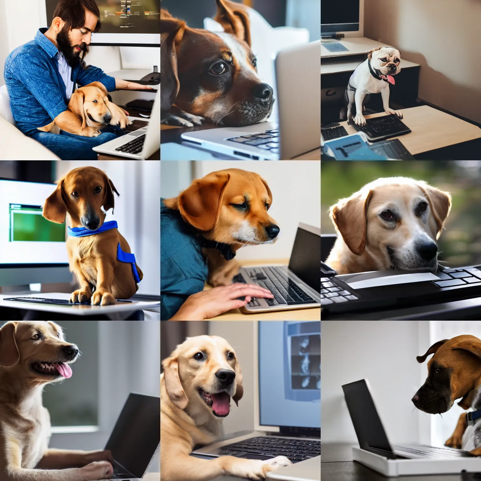 Image similar to a dog using computer