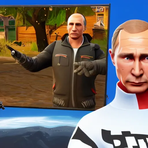 Image similar to vladimir putin as fortnite character, gameplay screenshot