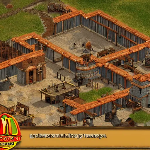 Prompt: mcdonald's restaurant in age of empires ii, detailed screenshot