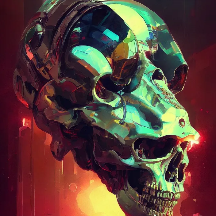 Image similar to a beautiful painting of a cyberpunk skull by sergey kolesov and pascal blanche and greg rutkowski and sachin teng. in style of digital art. colorful comic, symmetry, hyper detailed. octane render. trending on artstation