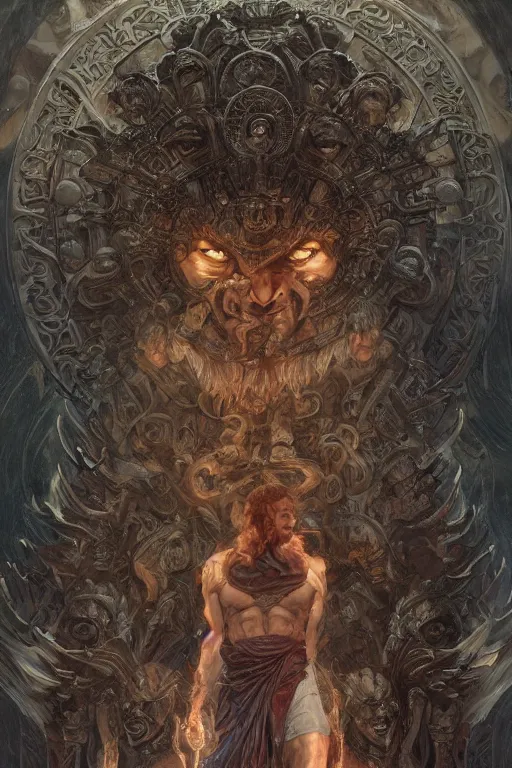 Prompt: portrait of stone henge as a hulking herculean demon, forest, godlike, full body, fantasy, intricate, elegant, highly detailed, digital painting, artstation, concept art, sharp focus, illustration, art by artgerm and greg rutkowski and alphonse mucha