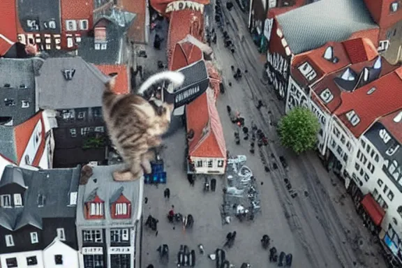 Prompt: copenhagen being destroyed by kittens, carnage, drone photograph cinematic