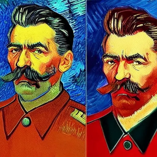 Prompt: portrait of stalin in the style of van gogh