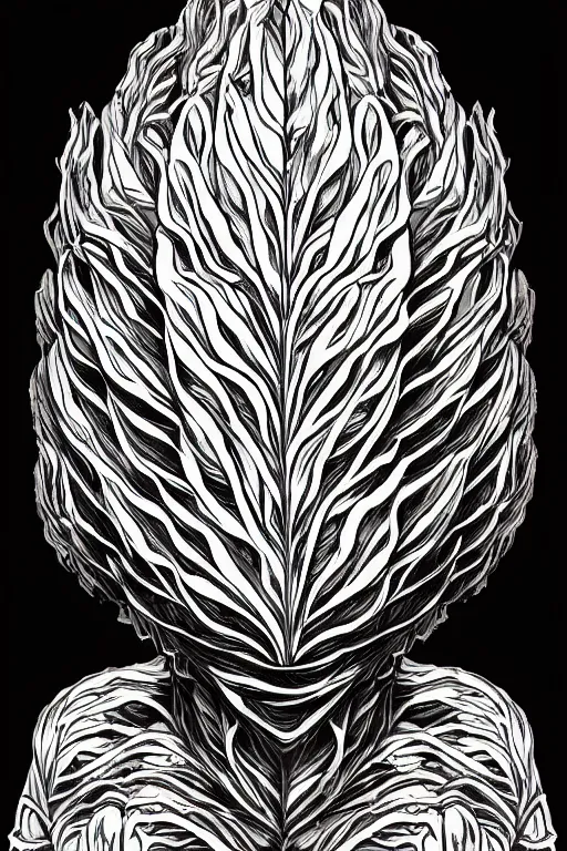 Image similar to cabbage humanoid, symmetrical, highly detailed, digital art, sharp focus, trending on art station, anime art style