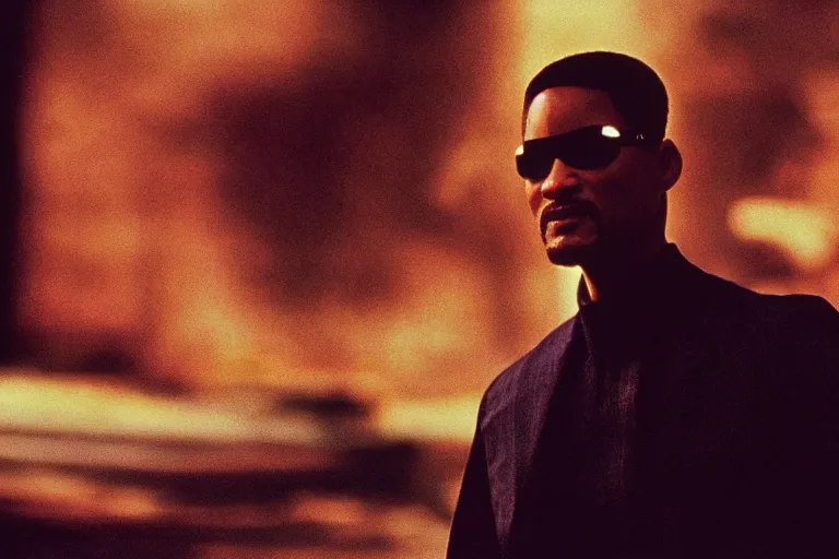 Image similar to will smith as a character from the matrix, cinematic, movie still, dramatic lighting, by bill henson