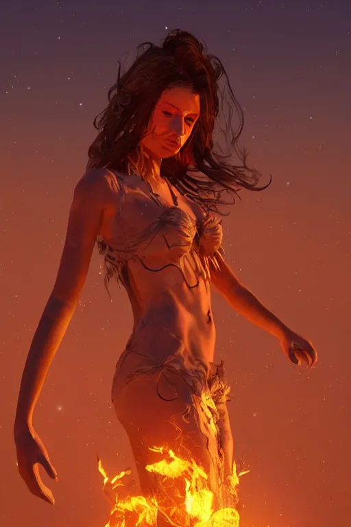 Image similar to a photo of a girl at burning man festival playa, powerful, cinematic, beautifully lit, by artgerm, by craig mullins, by galan pang, 3 d, trending on artstation, octane render, 8 k