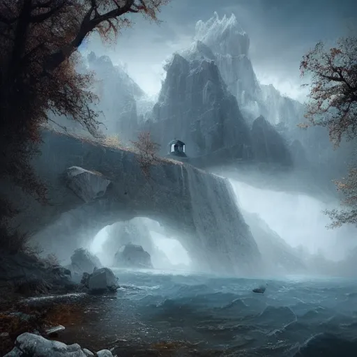 Image similar to michal karcz painting of beautiful landscape. , horror theme, detailed, elegant, intricate, 4k,